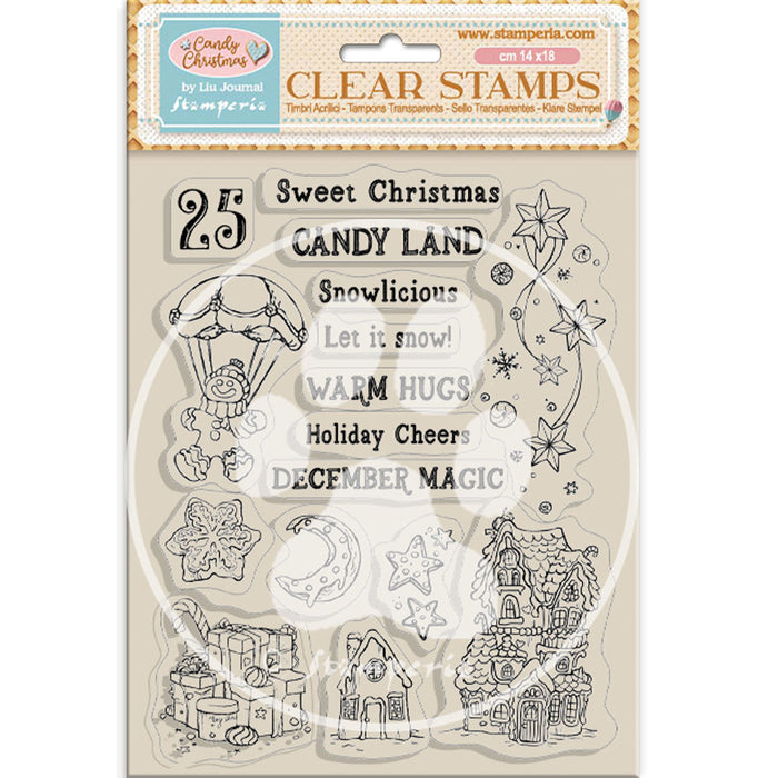 STAMPERIA RUBBER STAMP 14X18 CANDY CHRISTMAS - CANDY LAND - WTK223