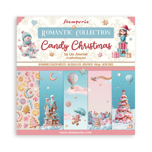 STAMPERIA 8 X 8 PAPER PACK DOUBLE FACE CANDY CHRISTMAS -SBBS129