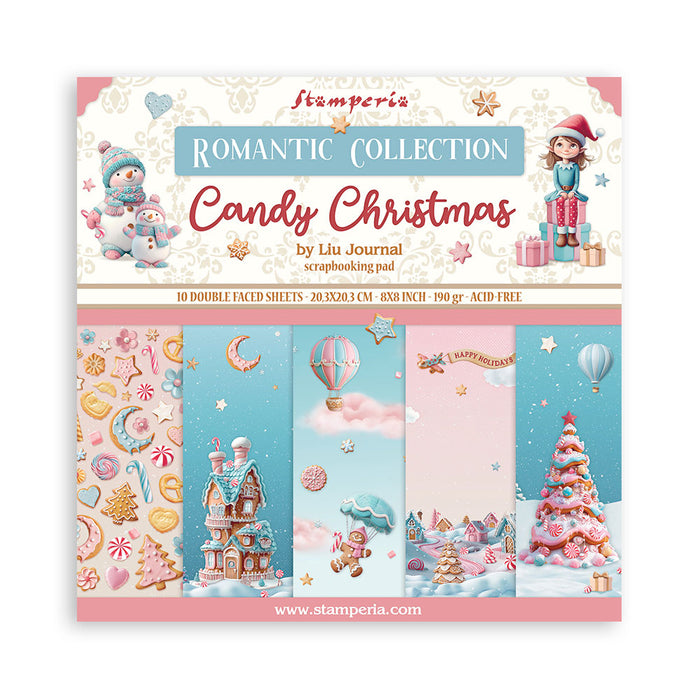 STAMPERIA 8 X 8 PAPER PACK DOUBLE FACE CANDY CHRISTMAS -SBBS129