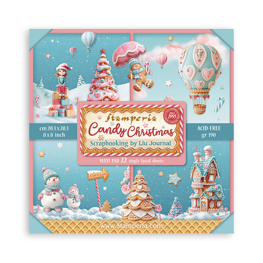 STAMPERIA 8 X 8 PAPER PACK 22 SHEETS CANDY CHRISTMAS -SBBSXB15