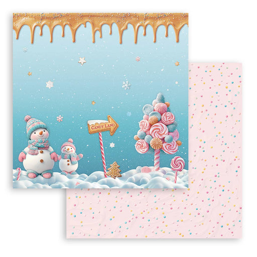 STAMPERIA 12X12 PAPER CANDY CHRISTMAS SNOWMAN - SBB1081