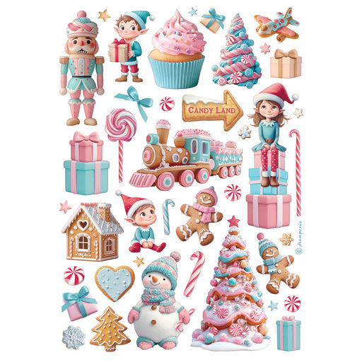 STAMPERIA A4 RICE PAPER CANDY CHRISTMAS ELEMENTS - DFSA41050