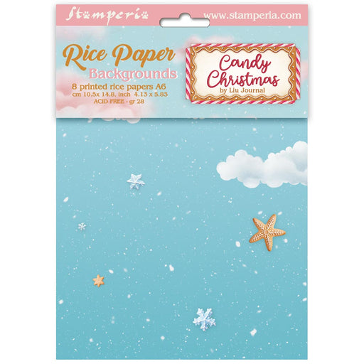 STAMPERIA RICE A6 BACKGROUNDS CANDY CHRISTMAS -DFSAK6043