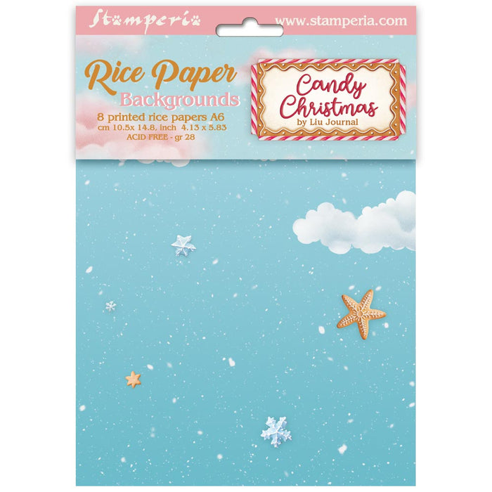 STAMPERIA RICE A6 BACKGROUNDS CANDY CHRISTMAS -DFSAK6043