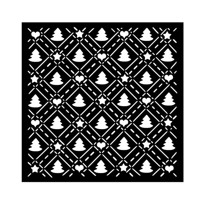 STAMPERIA STENCIL 18CM X 18CM CANDY CHRISTMAS TREE PATTERN - KSTDQ123
