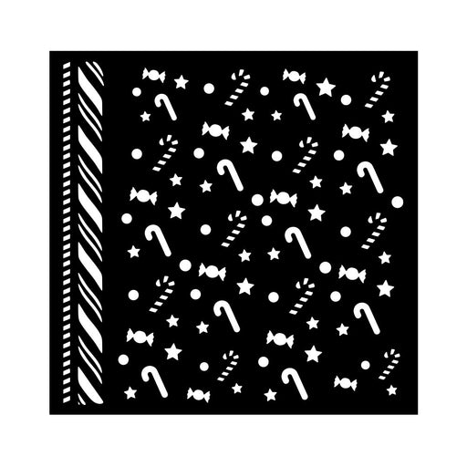 STAMPERIA STENCIL 18CM X 18CM CANDY CHRISTMAS CANDYCANES PATTERN -KSTDQ124