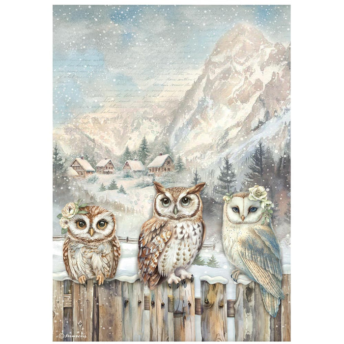 STAMPERIA A4 RICE PAPER THE OWL'S HOUSE - 3 OWLSI - DFSA41054