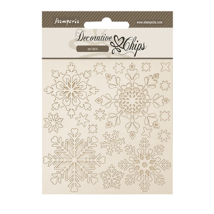 STAMPERIA DEC CHIPS 14 X 14CM THE OWL'S HOUSE SNOWFLAKES - SCB273