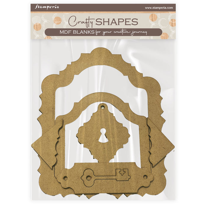 STAMPERIA CRAFTY SHAPES ALICE IN CHRISTMAS FRAMES AND KEYS - KLSM63