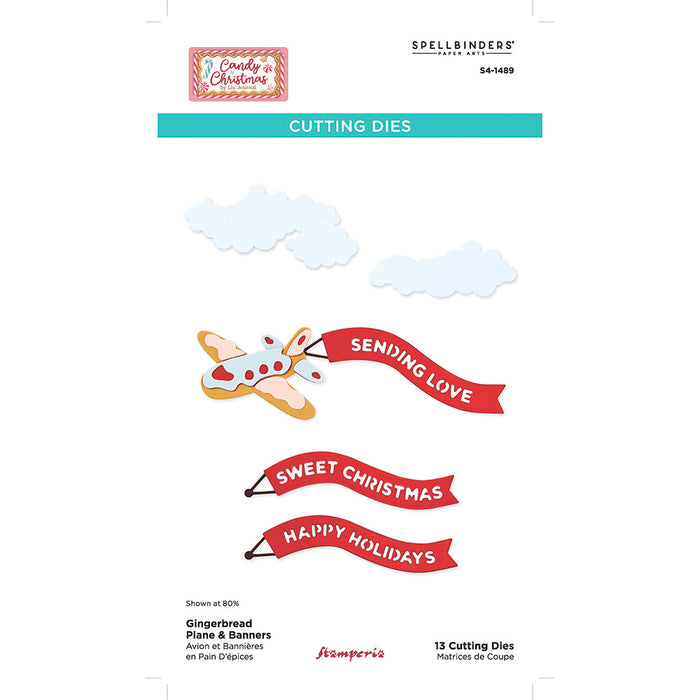 SPELLBINDERS CUTTING DIES GINGERBREAD PLANES AND BANNERS -S4-1489