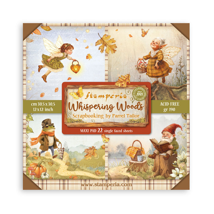 STAMPERIA 12 X 12 PAPER PACK 22 SHEETS WHISPERING WOOD - SBBXLB29