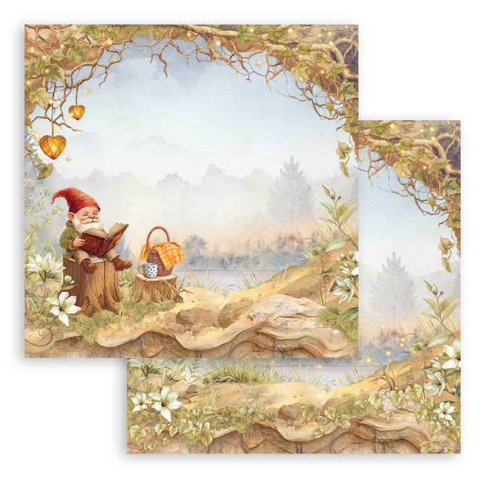 STAMPERIA 12X12 PAPER WHISPERING WOOD GNOME - SBB1093