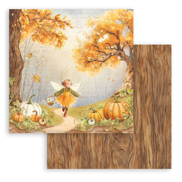 STAMPERIA 12X12 PAPER WHISPERING WOOD FAIRY AND PUMPKINS - SBB1094