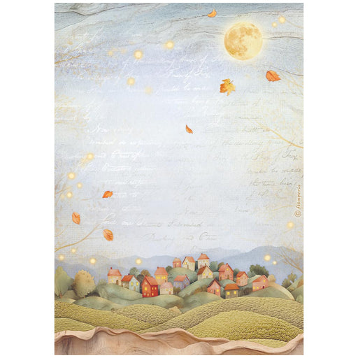STAMPERIA A4 RICE PAPER WHISPERING WOOD HILLS - DFSA41058