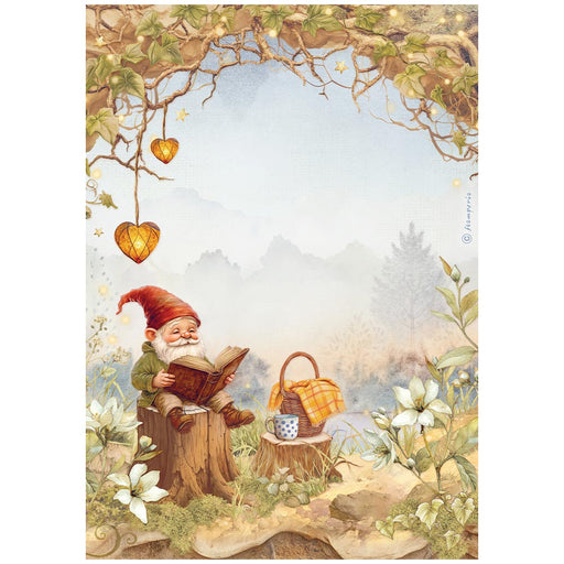 STAMPERIA A4 RICE PAPER WHISPERING WOOD GNOME - DFSA41060