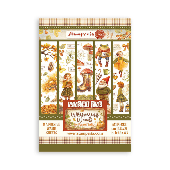 STAMPERIA WASHI PAD 8 SHEETS WHISPERING WOOD - SBW24