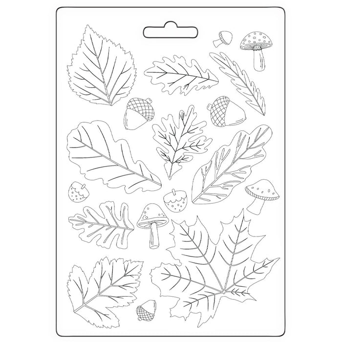 STAMPERIA SOFT MOULDS A5 WHISPERING WOOD LEAVES - K3PTA5676