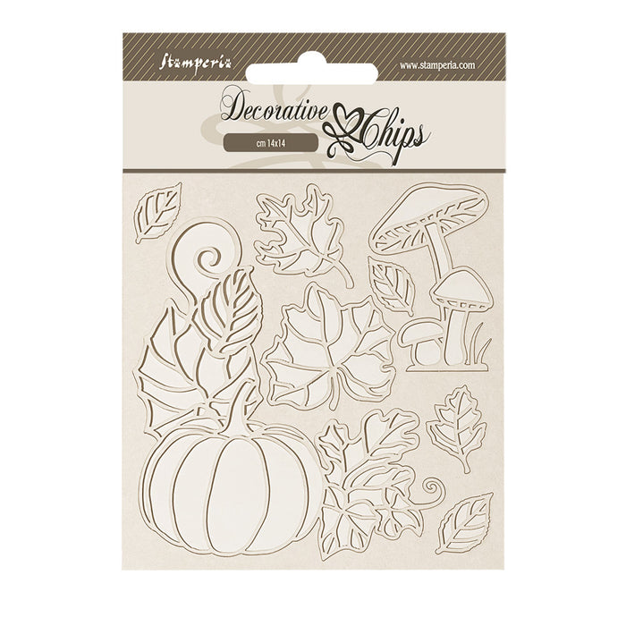 STAMPERIA DEC CHIPS 14 X 14CM WHISPERING WOOD PUMPKINS - SCB275