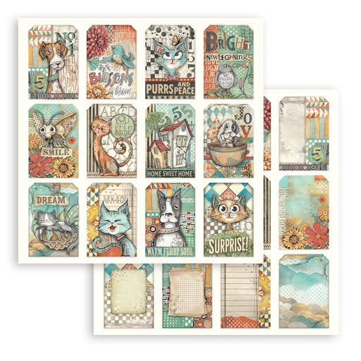STAMPERIA 12X12 PAPER FURRY FRIENDS TAGS - - SBB1103