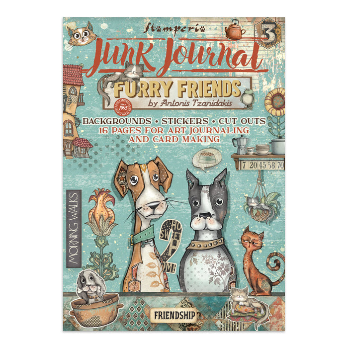 STAMPERIA JUNK JOURNAL STICKERS CUT OUT BACKGROUNDS FURRY FRIENDS - SBJK07