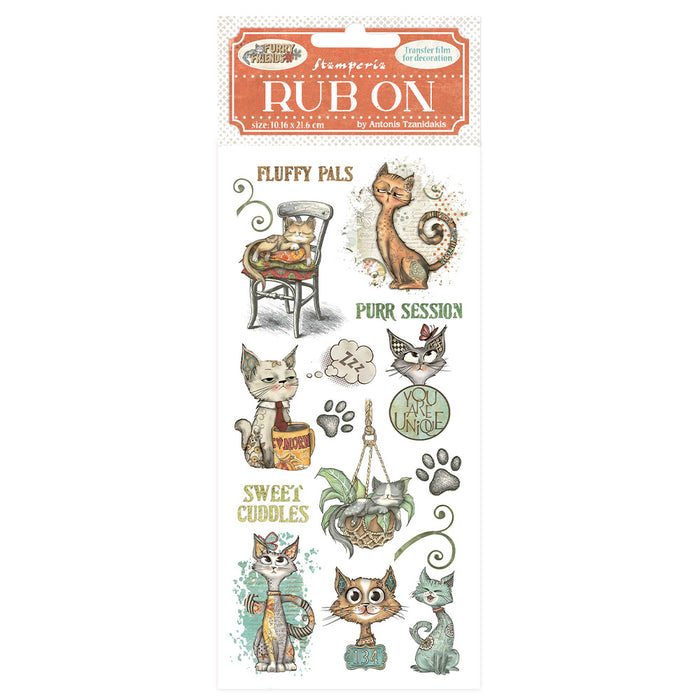 STAMPERIA RUB-ON FURRY FRIENDS CAT - DFLRB197