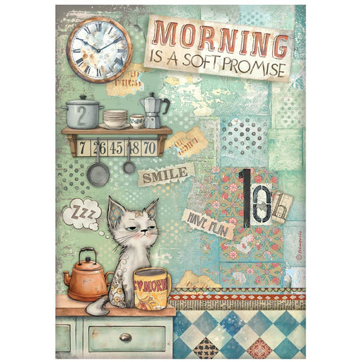 STAMPERIA A4 RICE PAPER PACKED FURRY FRIENDS MORNING IS A SOFT PROMISE - DFSA41068