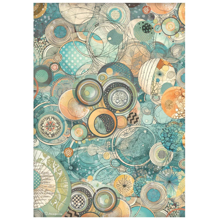 STAMPERIA A4 RICE PAPER PACKED FURRY FRIENDS HARMONY OF CIRCLES AND TEXTURES - DFSA41069