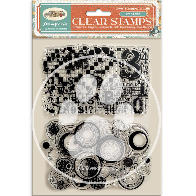 STAMPERIA RUBBER STAMP 14X18 FURRY FRIENDS 2 PATTERNS -WTK227