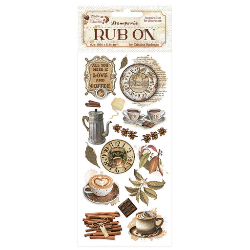 STAMPERIA RUB-ON COFFEE AND CHOCOLATE ALL YOU NEED IS LOVE AND COFFEE - DFLRB195
