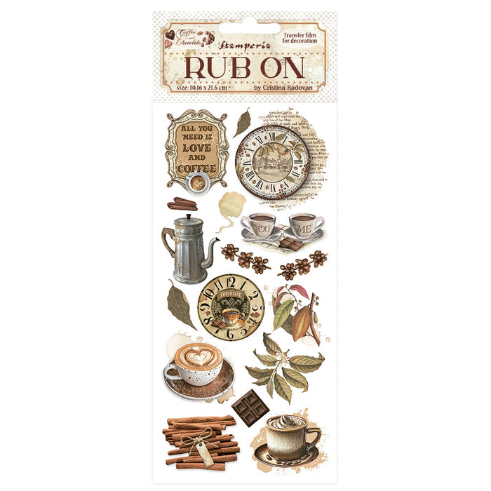 STAMPERIA RUB-ON COFFEE AND CHOCOLATE ALL YOU NEED IS LOVE AND COFFEE - DFLRB195