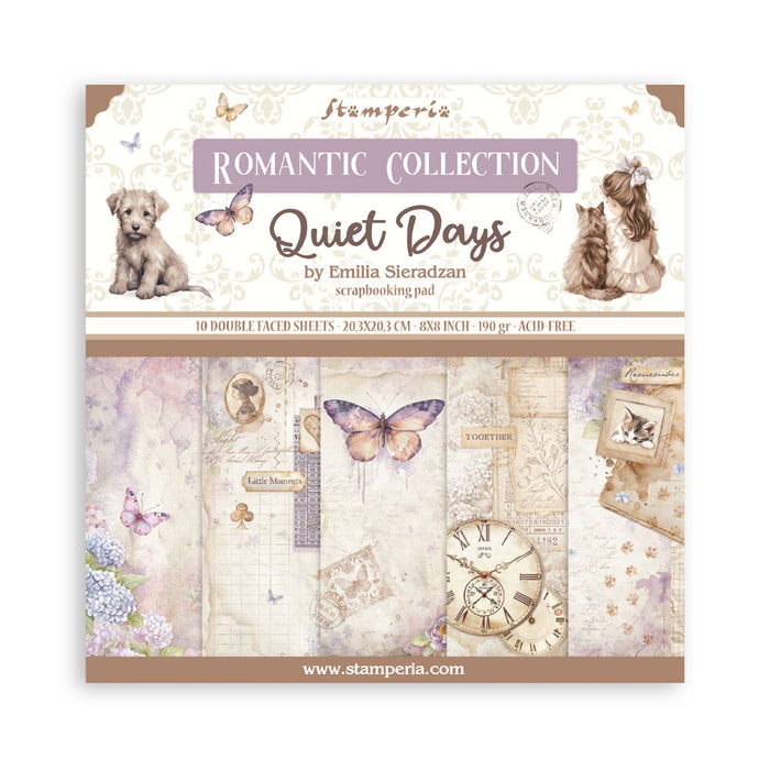 STAMPERIA 8 X 8 PAPER PACK DOUBLE FACE QUIET DAYS - SBBS134