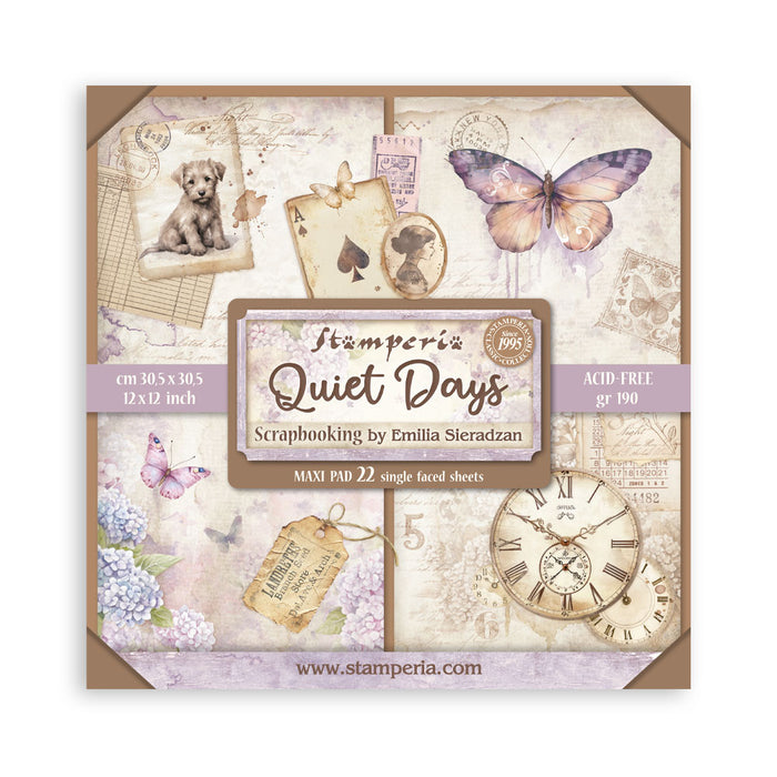 STAMPERIA 12 X 12 PAPER PACK 22 SHEETS QUIET DAYS - SBBXLB31
