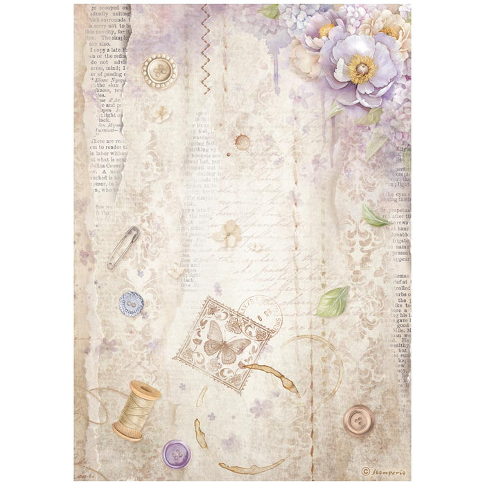 STAMPERIA A4 RICE PAPER PACKED QUIET DAYS SEWING - DFSA41074