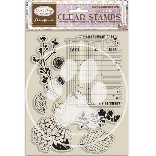 STAMPERIA RUBBER STAMP 14X18 QUIET DAYS HYDRANGEA - WTK229