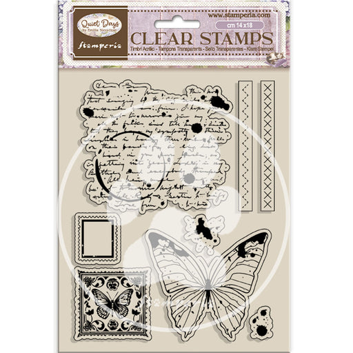 STAMPERIA RUBBER STAMP 14X18 QUIET DAYS BUTTERFLY - WTK230