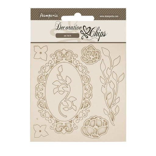 STAMPERIA DEC CHIPS 14 X 14CM QUIET DAYS FRAMES AND FLOWERS - SCB277