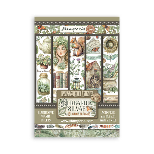 STAMPERIA WASHI PAD 8 SHEETS HERBARIUM SILVAE - SBW27(PRE ORDER NOW SHIPPING MID DECEMBER 2025)