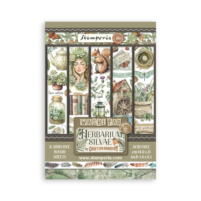 STAMPERIA WASHI PAD 8 SHEETS HERBARIUM SILVAE - SBW27(PRE ORDER NOW SHIPPING MID DECEMBER 2025)