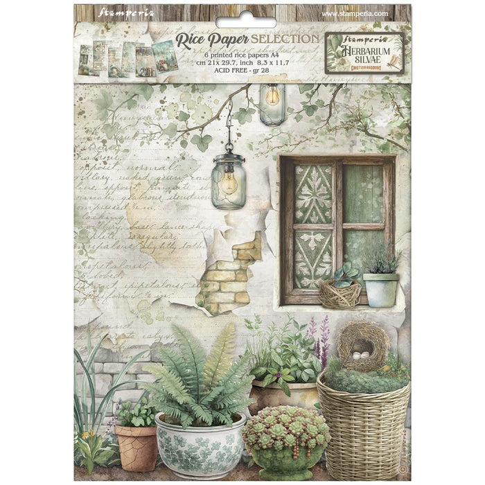 STAMPERIA A4 RICE PAPER PACKED PKT 6 HERBARIUM SILVAE -DFSA4XHS(PRE ORDER NOW SHIPPING MID DECEMBER 2025)