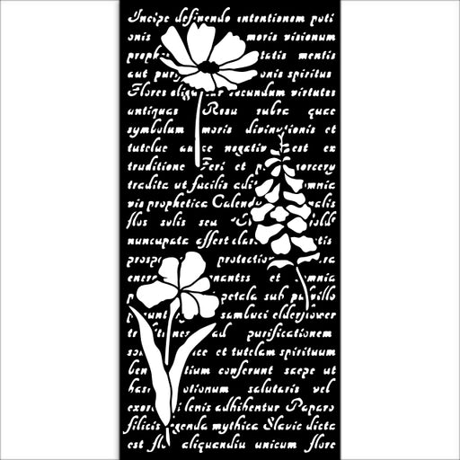 STAMPERIA STENCIL 12CM X 25CM HERBARIUM SILVAE LETTERS AND FLOWERS - KSTDL138(PRE ORDER NOW SHIPPING MID DECEMBER 2025)