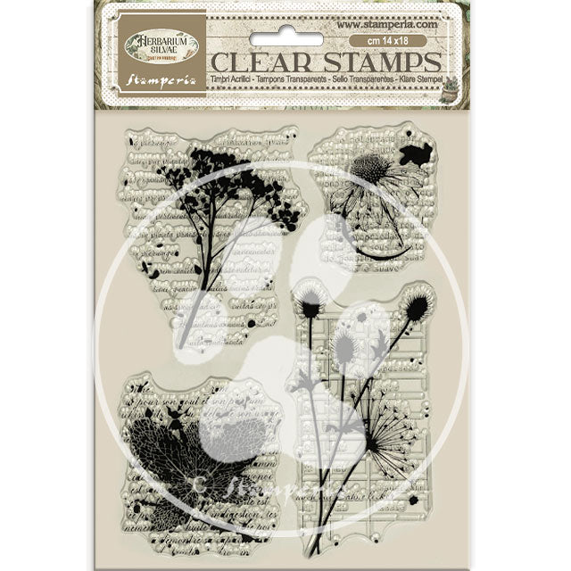 STAMPERIA RUBBER STAMP 14X18 HERBARIUM SILVAE BOTANIC - WTK231(PRE ORDER NOW SHIPPING MID DECEMBER 2025)