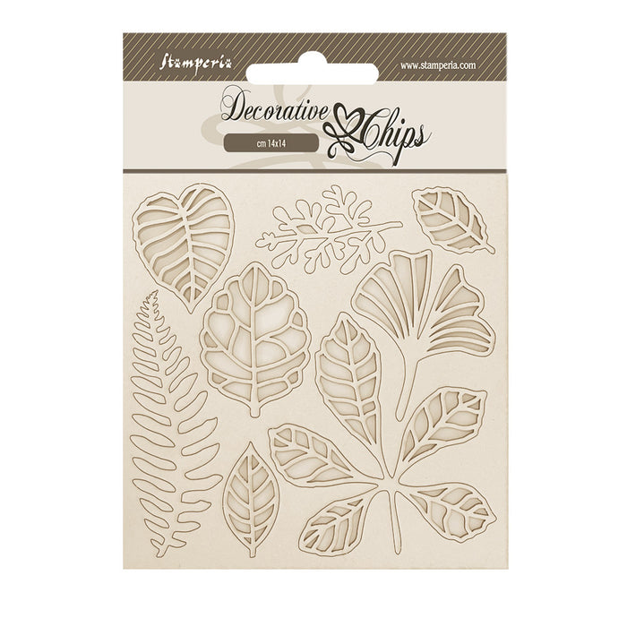 STAMPERIA DEC CHIPS 14 X 14CM HERBARIUM SILVAE LEAVES - SCB278(PRE ORDER NOW SHIPPING MID DECEMBER 2025)