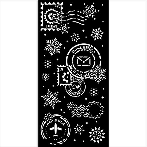 STAMPERIA STENCIL 12CM X 25CM GEAR UP FOR CHRISTMAS SNOWFLAKES - KSTDL141