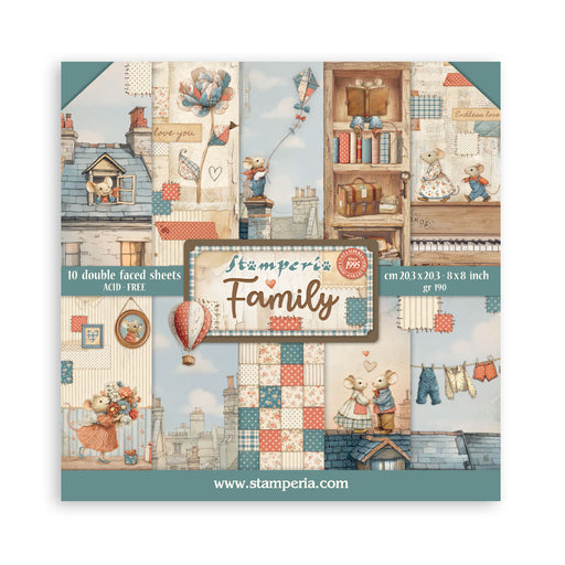 STAMPERIA 8 X 8 PAPER PACK DOUBLE FACE FAMILY - SBBS137 ( PRE ORDER NOW SHIPPING LATE JAN 26)