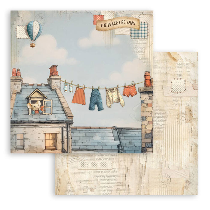 STAMPERIA 12X12 PAPER FAMILY FRESH LOUNDRY - SBB1117 (  NOW SHIPPING LATE JAN 26)
