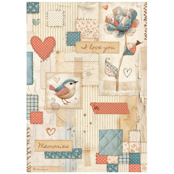 STAMPERIA A4 RICE PAPER PACKED FAMILY PATCHWORK - DFSA41087 (  NOW SHIPPING LATE JAN 26)