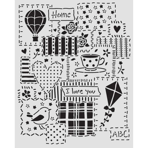 STAMPERIA STENCIL 20CM X 25CM FAMILY FAMILY PATCHWORK - KSTD197 ( PRE ORDER NOW SHIPPING LATE JAN 26)