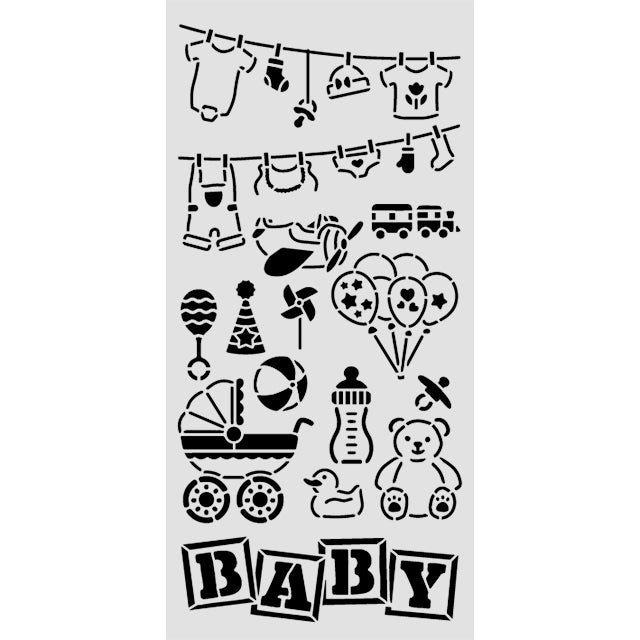 STAMPERIA STENCIL 12X25 BABY ELEMENTS - KSTDL145 (  NOW SHIPPING LATE JAN 26)