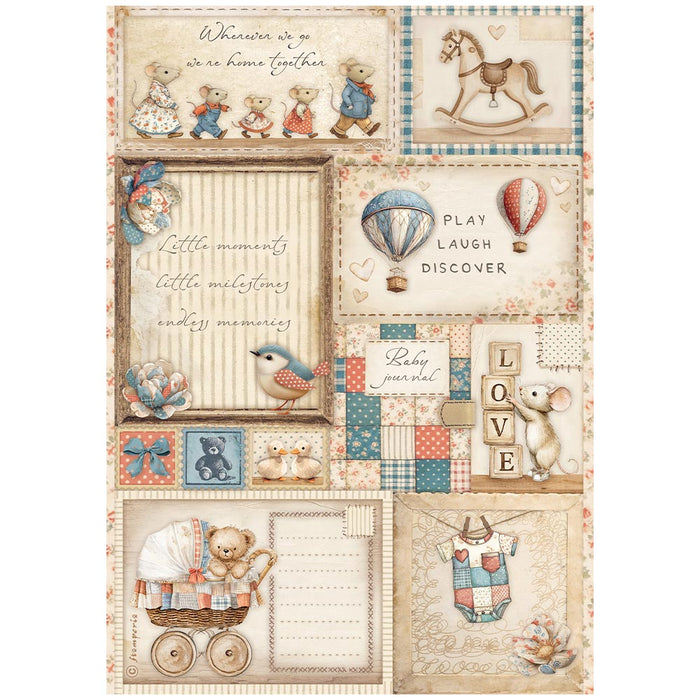 STAMPERIA A4 RICE PAPER PACKED BABY CARDS (  NOW SHIPPING LATE JAN 26)