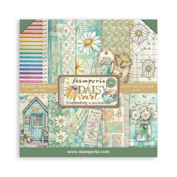 STAMPERIA 8 X 8 PAPER PACK DOUBLE DAISY ART - SBBS138